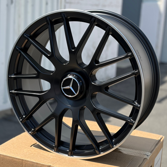 MB03 | Mercedes C63 AMG Style Wheels | Matte Black Machined Lip