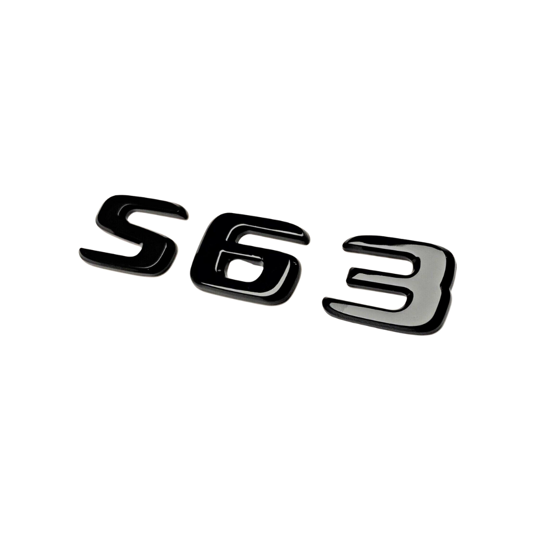 "S63" Gloss Black Raised Letter Emblem For Rear Trunk Lid Fits Mercedes S Class