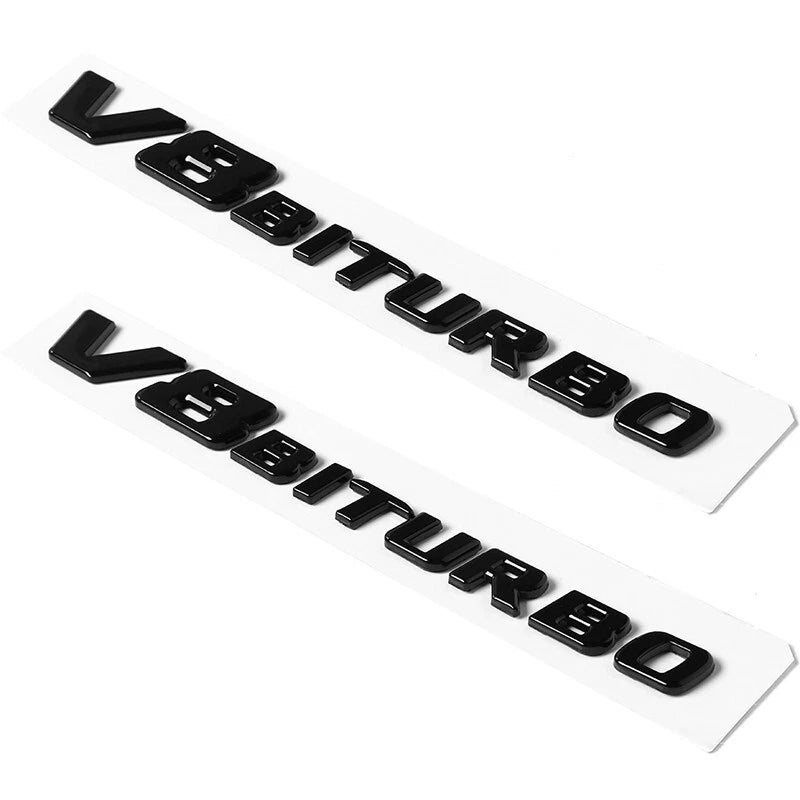 "V8 BITURBO" Gloss Black Raised Letter Emblem Badge For Side Fender Fits Mercedes-Benz Models