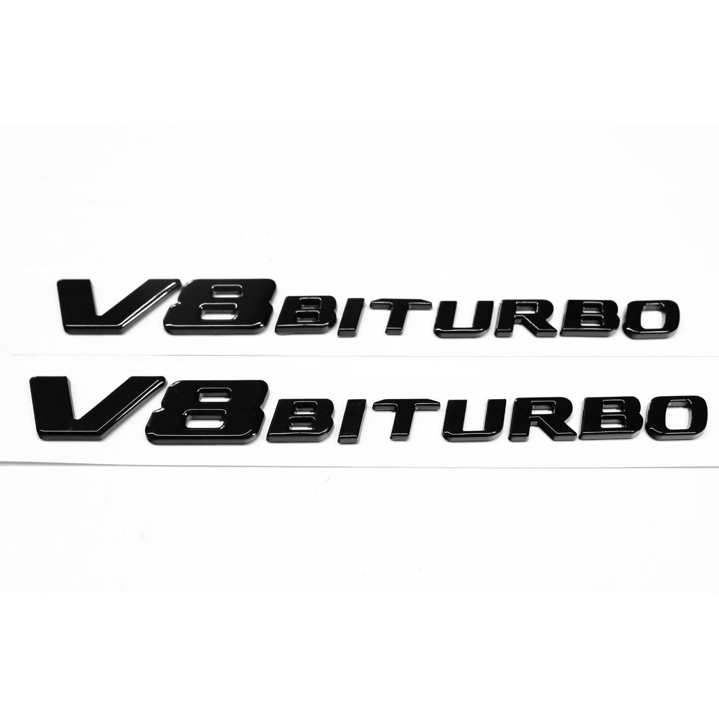 "V8 BITURBO" Gloss Black Raised Letter Emblem Badge For Side Fender Fits Mercedes-Benz Models