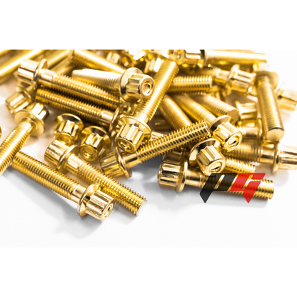 40pcs M7x1x31 Gold 12 Point Wheel Bolts & M7 Wheel Nuts for 2/3 Piece Wheels