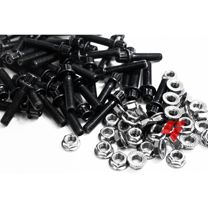 40pcs M7x1x31 Black 12 Point Wheel Bolts & M7 Wheel Nuts for 2/3 Piece Wheels