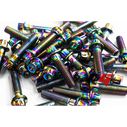 40pcs M7x1x31 Neochrome 12 Point Wheel Bolts & M7 Wheel Nuts for 2/3 Piece Wheels