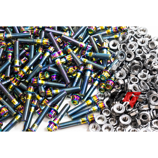 160pcs M7x1x32 Neochrome 12 Point Wheel Bolts & M7 Wheel Nuts for 2/3 Piece Wheels
