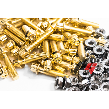 40pcs M7x1x32 Gold 12 Point Wheel Bolts & M7 Wheel Nuts for 2/3 Piece Wheels