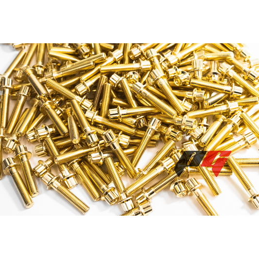 160pcs M6x1x30 Gold 12 Point Wheel Bolts & Nuts for 2/3 Piece Wheels