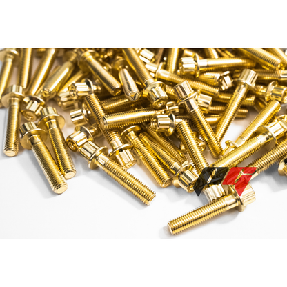 160pcs M6x1x30 Gold 12 Point Wheel Bolts & Nuts for 2/3 Piece Wheels