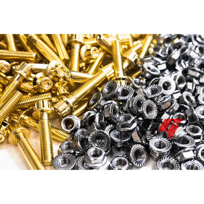 160pcs M6x1x30 Gold 12 Point Wheel Bolts & Nuts for 2/3 Piece Wheels