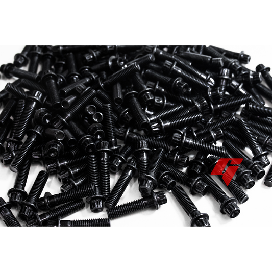 160pcs M6x1x30 Black 12 Point Wheel Bolts & Nuts for 2/3 Piece Wheels