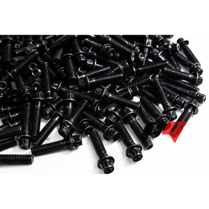 160pcs M6x1x30 Black 12 Point Wheel Bolts & Nuts for 2/3 Piece Wheels