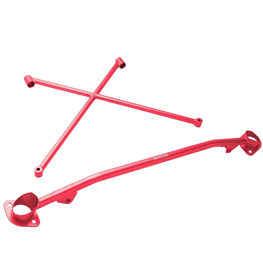 Megan Racing Race Spec Red Front X-Brace Tower Bar For 99-09 Honda S2000 AP1 AP2 w/Aftermarket Intake - XBAR-S2K-R