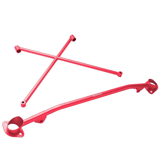 Megan Racing Race Spec Red Front X-Brace Tower Bar For 99-09 Honda S2000 AP1 AP2 w/Aftermarket Intake - XBAR-S2K-R