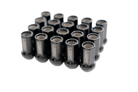 Megan Racing 7-Sided Heptagon Open-Ended Lug Nuts Black (Conical Seat / M12x1.25)
