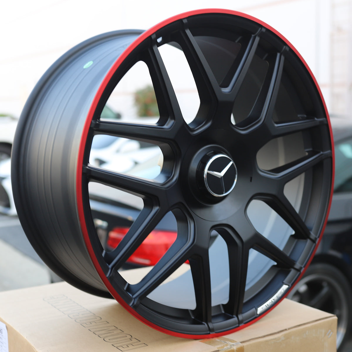MB11 E63 AMG Style Wheels for Mercedes-Benz, Matte Black with Red Machined Lip, TCW-0192-AN, view 198