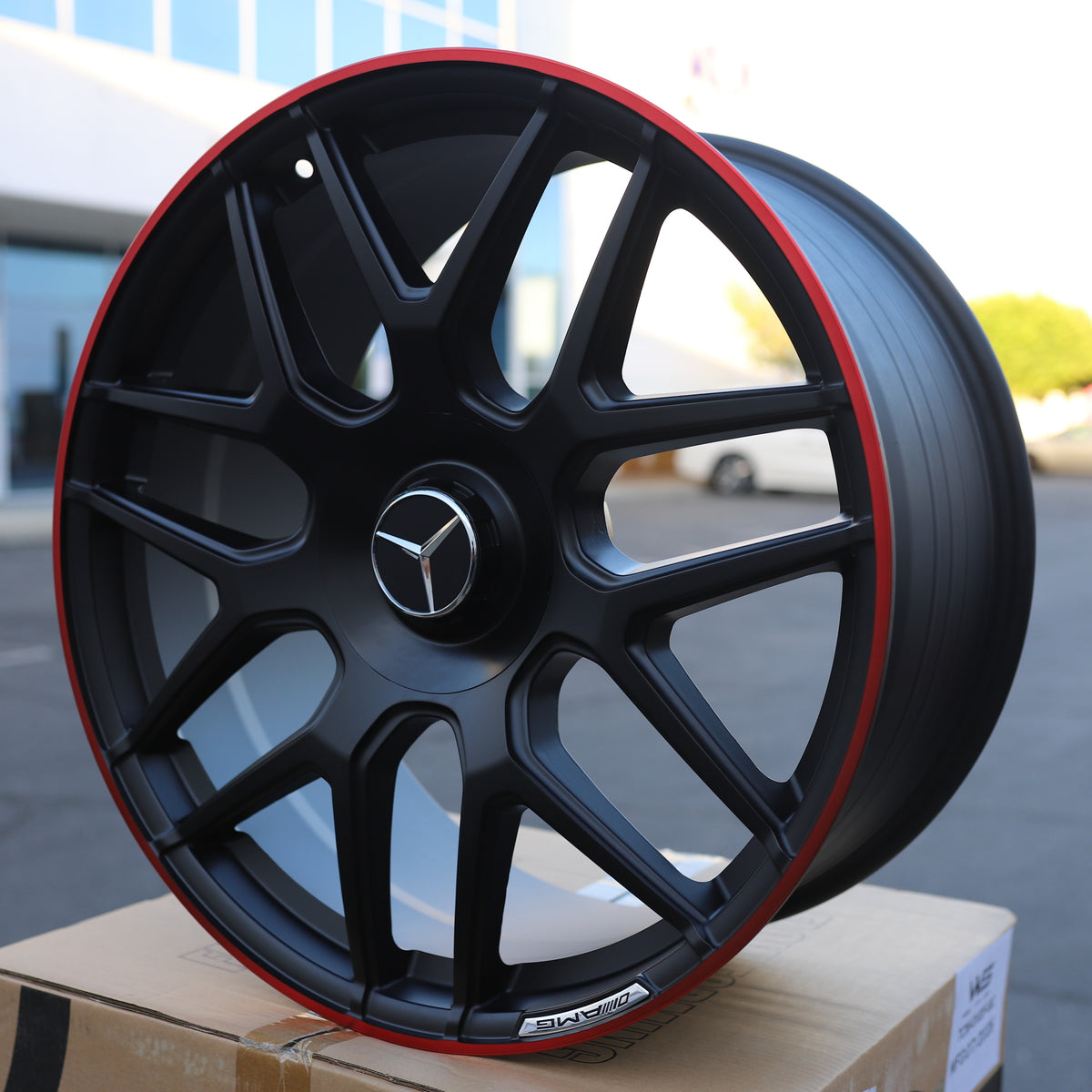 MB11 E63 AMG Style Wheels for Mercedes-Benz, Matte Black with Red Machined Lip, TCW-0192-AN, view 195