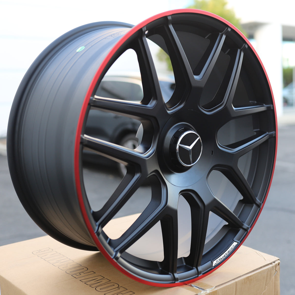 MB11 E63 AMG Style Wheels for Mercedes-Benz, Matte Black with Red Machined Lip, TCW-0192-AN, view 223