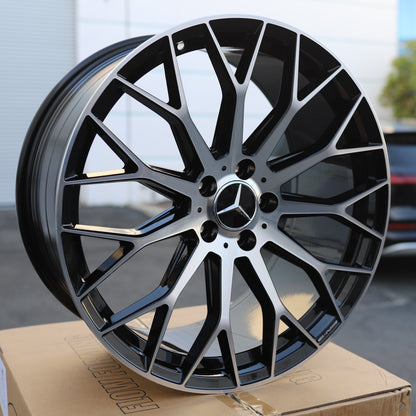 MB28 C63 AMG V3 Style Wheels for Mercedes-Benz, Black Machined Face, TCW-0207-AN, view 195