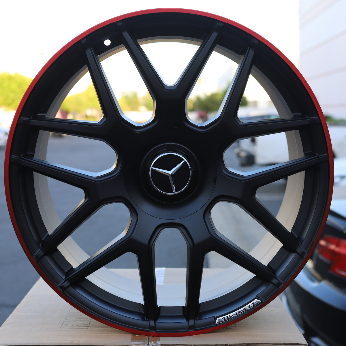 MB11 E63 AMG Style Wheels for Mercedes-Benz, Matte Black with Red Machined Lip, TCW-0192-AN, view 185