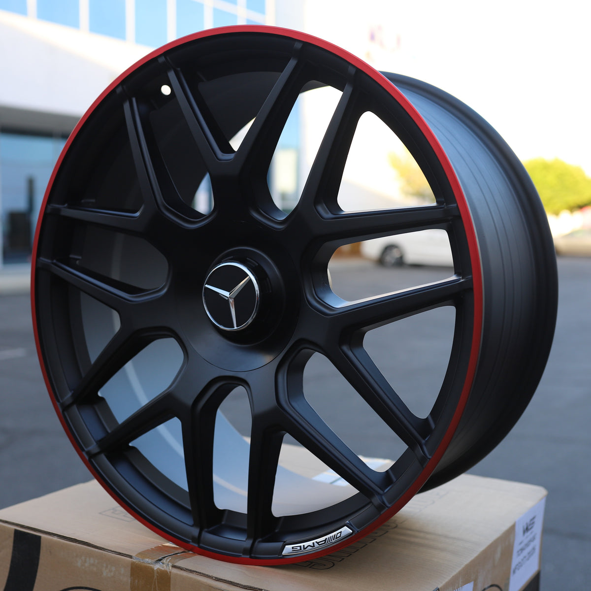 MB11 E63 AMG Style Wheels for Mercedes-Benz, Matte Black with Red Machined Lip, TCW-0192-AN, view 194