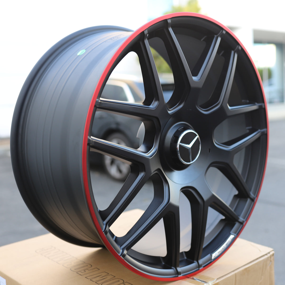 MB11 E63 AMG Style Wheels for Mercedes-Benz, Matte Black with Red Machined Lip, TCW-0192-AN, view 222