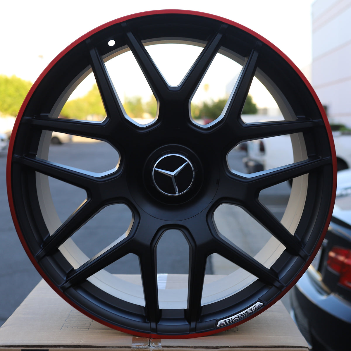 MB11 E63 AMG Style Wheels for Mercedes-Benz, Matte Black with Red Machined Lip, TCW-0192-AN, view 186