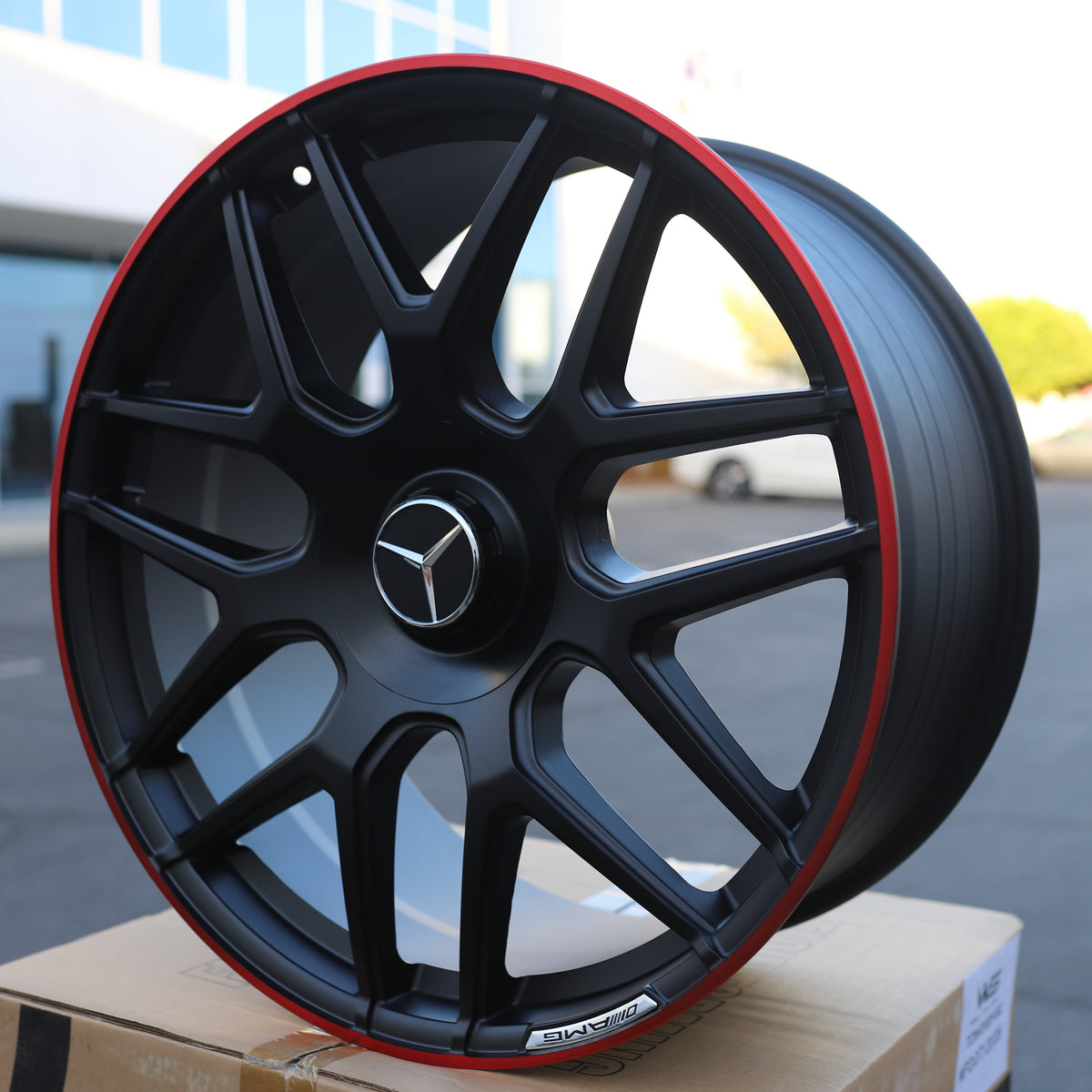 MB11 E63 AMG Style Wheels for Mercedes-Benz, Matte Black with Red Machined Lip, TCW-0192-AN, view 192