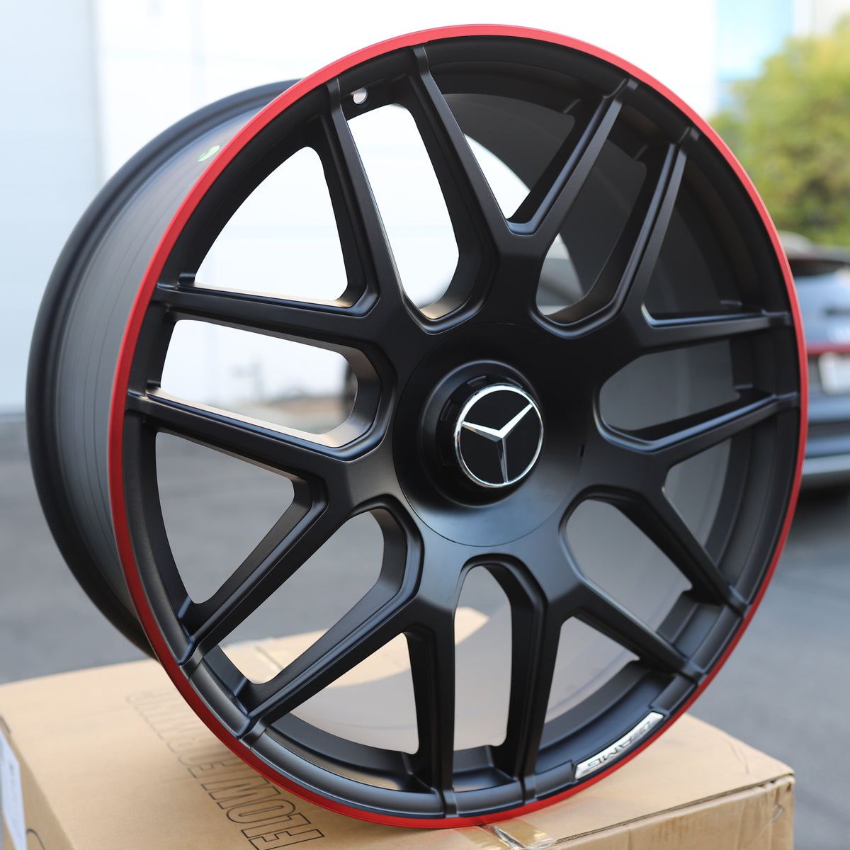 MB11 E63 AMG Style Wheels for Mercedes-Benz, Matte Black with Red Machined Lip, TCW-0192-AN, view 227