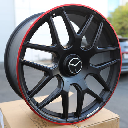 MB11 E63 AMG Style Wheels for Mercedes-Benz, Matte Black with Red Machined Lip, TCW-0192-AN, view 227
