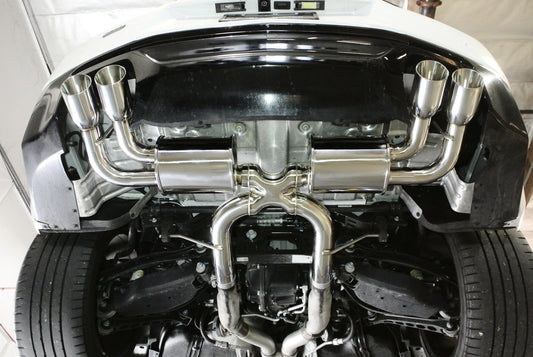 Megan Racing Exhaust System (Burnt Roll Quad Tip) for 2016–2018 Chevrolet Camaro SS — MR-ABE-CCA16-V2-VO