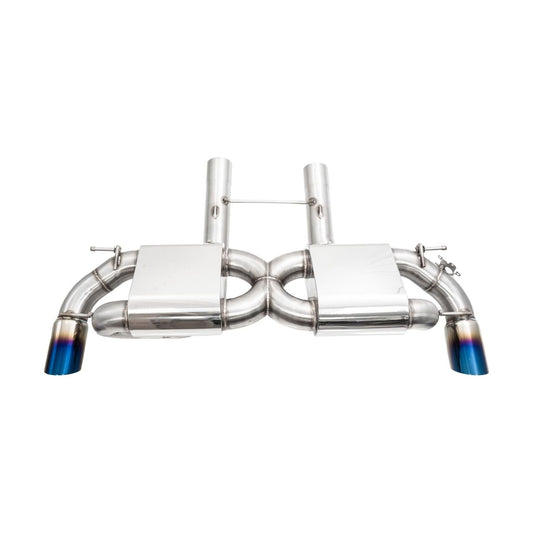 Megan Racing OE-Type Dual Exit Cat-Back Exhaust System with Burnt Blue Tips for 2019+ Toyota Supra (3.0L 6-Cylinder) — MR-CBS-TS20-OE-R-BT+M