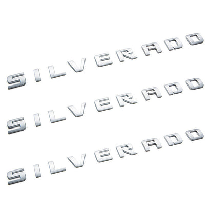 Left & Right Door Emblems For Chevrolet SILVERADO Letter Liftgate Nameplates Badge