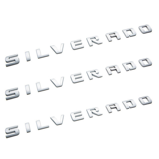 Left & Right Door Emblems For Chevrolet SILVERADO Letter Liftgate Nameplates Badge