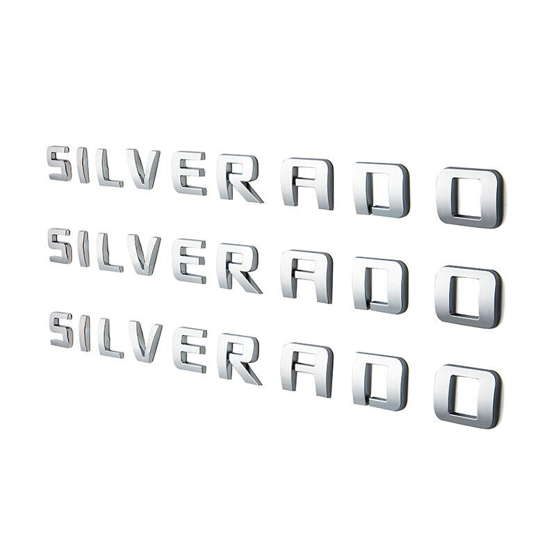 Left & Right Door Emblems For Chevrolet SILVERADO Letter Liftgate Nameplates Badge