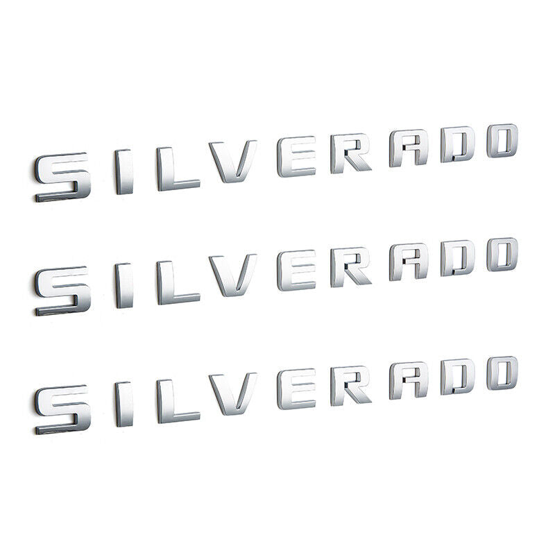 Left & Right Door Emblems For Chevrolet SILVERADO Letter Liftgate Nameplates Badge