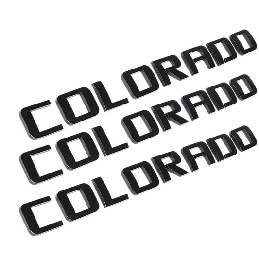 Left & Right Door Emblems For Chevrolet COLORADO Letter Liftgate Nameplates Gloss Black Badge